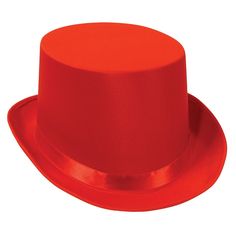 Beistle Top hat in red color is perfect for general occasion party and comes in a size that fits all, sold as 2 per pack. Beistle Top hat in red color features sleek satin fabric covering that is accented with a ribbon at the base for an elegant look. Hat can be used as the finishing touch to your attire and comes in a size that fits all, sold as 2 per pack. Red. High quality hats - novelty for festive occasions. Theme: General occasion. Material: Fabric. One size fits most. Height 5", Side to s Red Christmas Costume Hat For Party, Red Christmas Party Costume Hat, Red Adjustable Hat For Costume Party, Adjustable Red Hat For Costume Party, Elegant Solid Top Hat For Party, Elegant Solid Color Top Hat For Parties, Classic Red Fitted Top Hat, Party Hats With Wide Brim, Wide Brim Party Hat