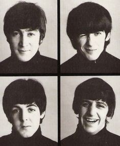 four black and white photos of the same person with different facial expressions on their faces