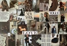 a collage of photos with words and pictures on them that say love, new york