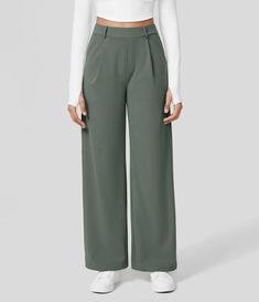 Discover Women’s Halara Flex™ High Waisted Plicated Side Pocket Straight Leg Work Pants at Halara, Crowd-Approved Affordable Choices Made For What Moves You. Leg Work, Bleach Wash, Straight Pants, Work Pants, Side Pocket, Active Wear For Women, High Waisted Pants, Bottoms Pants, Trousers Women