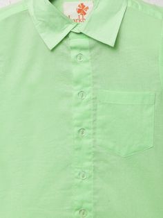 Light green colour solid casual shirt has a spread collar, short sleeves, button placket, chest pocket and straight hem Color: Green Fabric: Cotton Note: Available in other colors The product will be delivered within 2-4 weeks of order placed Fit - Relaxed Fit Wash Care - Dry clean only No returns and Exchange. Measure before ordering to avoid any returns. Measurements: 1-2 years - chest: 23", length: 14" 2-3 years - chest: 24", length: 15" 3-4 years - chest: 25, length: 16" 4-6 years - chest: 2 Casual Plain Shirt With Collar, Green Short Sleeve Top With Placket, Plain Collared Cotton Top, Casual Solid Short Sleeve Shirt With Placket, Collared Shirt With Placket For Summer, Summer Collared Shirt With Placket, Green Relaxed Fit Collared Top, Cotton Shirt With Roll-up Sleeves And Spread Collar, Relaxed Fit Green Top With Collared Neckline