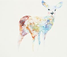 a painting of a deer made out of watercolors