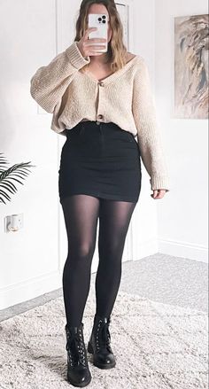 Elegante Casual, Mode Inspo, Looks Chic, Date Outfits, Outfit Inspo Fall, Fall Fashion Outfits, Black Tights, Looks Style