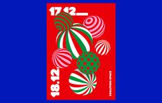 an image of a poster with balls and swirls in red, green and blue