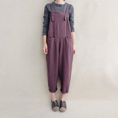 Etsy Linen overalls (Black) $69 Baggy Cotton Jumpsuits And Rompers For Workwear, Cotton Wide Leg Jumpsuits And Rompers With Pockets, Cotton Wide-leg Jumpsuits And Rompers With Pockets, Solid Color Wide Leg Overalls With Pockets, Solid Wide Leg Overalls With Pockets, Non-stretch Cotton Overalls For Workwear, Non-stretch Cotton Workwear Overalls, Vintage Sleeveless Jumpsuit With Pockets, Cotton Bib Front Bottoms With Pockets