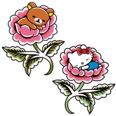 an image of a flower with a teddy bear on it