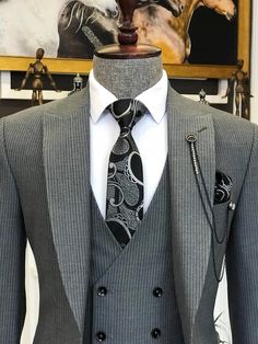 Dapper Suits, Men's Business Outfits, Suit For Men, Lapel Jacket, Slim Fit Suits, Fashion Suits For Men, Pinstripe Suit