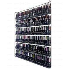 Metal Wall Mounted Nail Polish Display Rack - Holds Up To 100 Nail Polish Bottles - BLACK / 21"W X 25"H x 2"D Organize your salon with this wall-mounted nail polish display. Features 6 shelves, this sturdy metal display rack is ideal for any salon. Available in Black, Silver and White. Holds up to 100 Nail Polish Bottles.    Details:   Mounts to Wall to Free Up Counter and Drawer Space  Allows Full Visibility and Easy Choosing of Colors  6 Shelves  Nail polish wall rack (Hold 90 to 120 bottles o Nail Polish Wall Rack, Pretty Nails For Summer, Nail Polish Display, Nail Polish Holder, Nail Polish Rack, Polish Display, Nail Polish Storage, Nail Polish Organizer, Essential Oil Storage