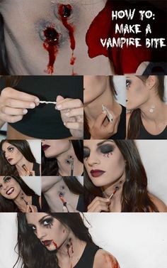 Makeup hacks to complete your scary DIY Halloween costumes Diy Vampire, Halloween Makeup Hacks, Vampire Bite, Make Up Diy, Halloween Make-up Looks, Halloweenský Makeup, Vampire Bites, Creepy Halloween Makeup, Vampire Makeup