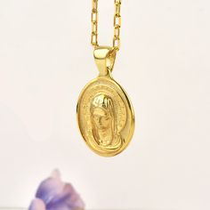 Holy Mother Virgin Mary necklace for Wife, 10k or 14K gold religious pendant necklace for mom, Catholic sterling silver necklace for her Our products are handmade and have a minimal design. All products are made of gold and silver, that is, precious and high-quality materials. Our products will complement your combinations for daily use or on special occasions and add elegance to you. You can also make your loved ones happy by gifting this beautiful product to them. As Therollerstone Team, we wi Tarnish Resistant Necklace For Mom, Sterling Silver Miraculous Medal Jewelry, Mother's Day Gift Jewelry With Miraculous Medal, Oval Gold Necklaces As A Gift For Her, Miraculous Medal Jewelry Gift For Mother's Day, Miraculous Medal Necklace For Mother's Day Gift, Elegant Miraculous Medal Necklace, Gold Medallion Jewelry Gift For Mom, Gold Medallion Jewelry As Gift For Mom