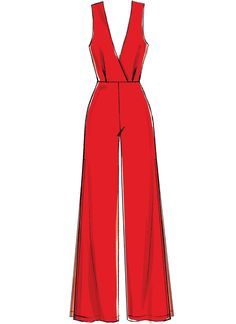 a red jumpsuit is shown on a white background