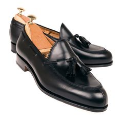 TASSEL LOAFERS BLACK CALF | CARMINA Shoemaker Timeless Black Slip-on Tassel Loafers, Elegant Black Tassel Loafers With Rubber Sole, Luxury Closed Toe Tassel Loafers For Galas, Black Tassel Loafers For Galas, Luxury Tassel Loafers With Closed Toe For Galas, Black Luxury Tassel Loafers For Galas, Black Tassel Loafers With Goodyear Welting For Galas, Black Goodyear Welted Tassel Loafers For Galas, Classic Black Tassel Loafers