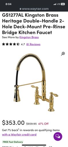 an advertisement for a kitchen faucet with prices