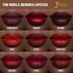 The Reds & Berries Velvety Matte Lipsticks – Juvia’s Place Wine Red Lipstick, Bold Lipstick Makeup, Burgundy Shades, Fall Lip Color, Red Lipstick Shades, Lipstick Dark Red, Fall Lips, Burgundy Lips, Burgundy Lipstick