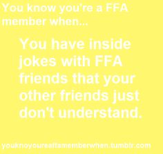 an orange background with the words you know you're a fa member when you have inside jokes with friends that your other friends just don't understand