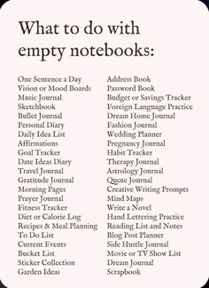 a list of books with the words what to do with empty notebooks