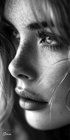 black and white photograph of a woman's face