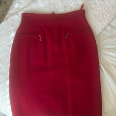 Beautiful. Never Worn. Red Wool. Back Zipper Elegant Red Pencil Skirt, Elegant Red Lined Pencil Skirt, Elegant Red Pencil Mini Skirt, Elegant Red Fitted Mini Skirt, Office Red Pencil Skirt, Red Lined Pencil Skirt For Office, Chic Red Pencil Skirt For Office, Red Pencil Skirt For Office, Chic Red Pencil Skirt For The Office