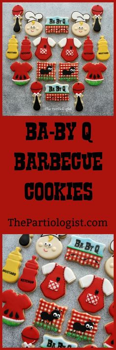 baby q barbeque cookies with the title overlay that reads, baby q barbeque cookies