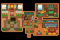 an overhead view of a living room and kitchen area in the legend of zelda