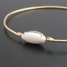 White Glass Stone Bangle Bracelet-FrostedWillow Brass Bangle, Stone Bangle, Cabochon Jewelry, Silver Bangle Bracelets, Popular Items, White Glass, Bangle Bracelet, Bangle Bracelets, Beading