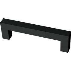 a black cabinet handle on a white background