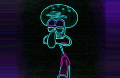 a neon sign with a cartoon character on it's face in the shape of a mushroom