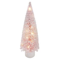 a white christmas tree with lights on it