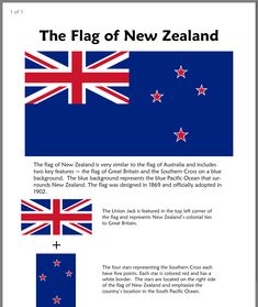 the flag of new zealand is shown in three different colors, including blue and red