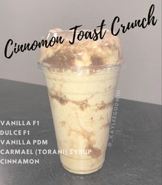 an ice cream sundae in a plastic cup with cinnamon toast crunch topping