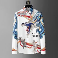 Men's Easy Care Dragon Print Slim Shirt
Size Chat： Autumn Luxury, Luxury Men, Dragon Print, Designer Shirts, Casual Black, Stylish Shirts, Black Print, Muscle Cars, T Shirt Top