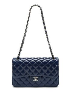 Jumbo Navy Classic Flap. Silver Strappy Heels, Navy Chanel, Navy Girl, Luxury Bags Collection, Chanel Jumbo, Chanel Vintage