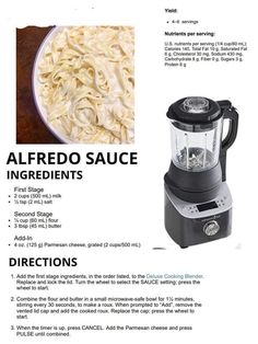 the instructions for how to make alfredo sauce in a blender and what they use