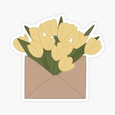 yellow flowers in an envelope sticker