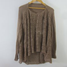 New Simply Noelle Womens L / Xl Brown Convertible Knit Cardigan Flare Tunic Open Crochet Nwt $45tunic / Cardigan Convertible Light Weight Pit To Pit: 22" Length: 22" (Front) / 35" (Back) Sku B-12 One Size Knit Sweater For Layering, Casual Open Knit Sweater For Layering, Slouchy Knitted Sweater For Spring, Casual Brown Open Knit Sweater, Slouchy Knitted Sweater For Layering, Bohemian Chunky Knit Tops For Fall, Bohemian Stretch Sweater For Fall, Brown Open Knit Tops For Layering, Brown Open Knit Sweater For Layering