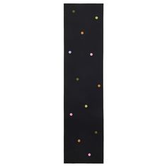 a black tie with multicolored dots on it