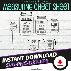 printable mason jar labels for measuring heat sheets, instant digital clippings and svpng - dxf files