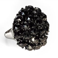 Black Diamond Cluster Ring set with over 11.00 Carats rose cut diamonds. Designer Diamond Rings, Modern Cocktail, Cluster Ring Set, Statement Rings Diamond, Traditional Engagement Rings, Diamond Rings Design, Diamond Cocktail Ring, Black Diamond Ring Engagement, Diamond Cocktail Rings