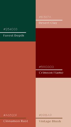 the color scheme for different shades of red and green