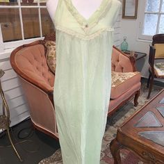 Vintage Powder Green Rose Nightgown / Slip -vintage nightgown, no tag-estimating to be from the 60s/early 70s based on design -super pretty light green color with ruffle lace neckline and a literally cute rose -small hole but the armpit, nothing noticeable, may be some wrinkling from storage  -size medium East Berlin, Light Green Color, Vintage Nightgown, Cute Rose, Green Powder, Lace Neckline, Pretty Lights, Green Rose, Vintage Rose