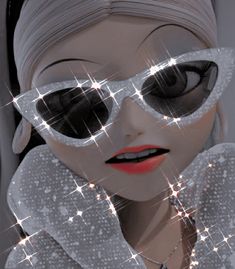 a digital painting of a woman with sunglasses on her face and stars in the background