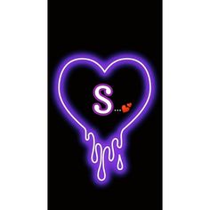 a neon heart with the letter s in it's center and dripping liquid coming out