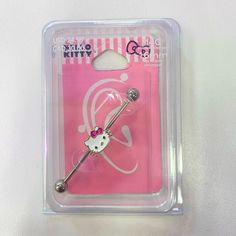 Stainless Steel Hello Kitty Industrial Piercing Hello Kitty Helix Piercing, Hello Kitty Septum Piercing, Hello Kitty Industrial Piercing, Industrial Bar Earring, Pink Goth, Belly Button Jewelry