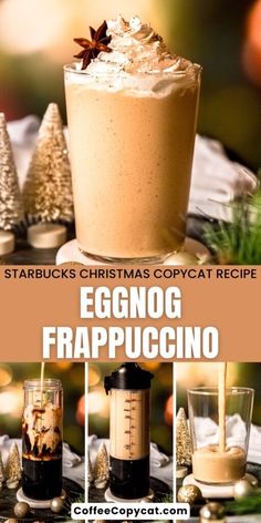 an eggnog frappuccino recipe is shown