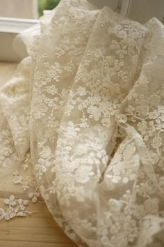 Beige Wedding Fabric, French Embroidered Lace,  1/2 yard Lace. $18.90, via Etsy. White Lace Fabric, Beige Wedding, Bridal Lace Fabric, Embroidered Lace Fabric, Pearl And Lace, Amazing Lace, Linens And Lace, Wedding Fabric, Silk Wedding