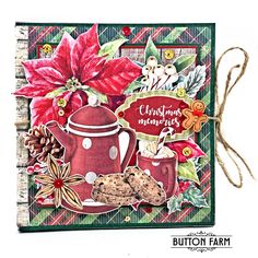 a handmade christmas card with cookies and poinsettis