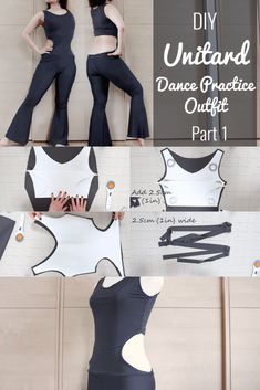 the instructions for how to make a dance practice outfit with paper and cut out pieces