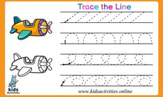 trace the line worksheet for children to learn how to write letters and numbers