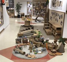 a room filled with lots of wooden items