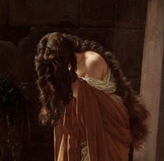 a painting of a woman with long hair